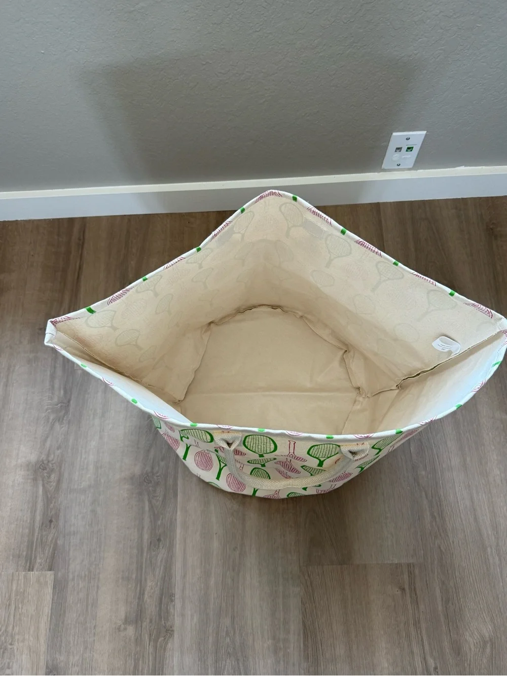 Mud Pie Over Served Oversized Canvas Tennis Tote Bag.- Pink & Green Preppy